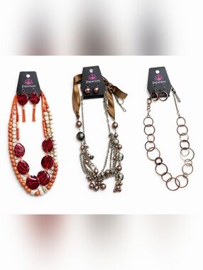 Paparazzi Jewelry Lot 3 Matching Necklace Earring Sets NWT Boho Statement Bundle